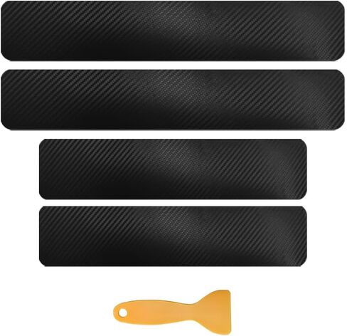 4 PCS Car Door Sill Protectors, 3D Carbon Fiber Anti-Scratch Auto Door Entry Guard Scuff Plate Cover, Waterproof Bumper Guard Threshold Cover Strips for Vehicle Front Rear Doors (Pink, 3D) in Saudi Arabia