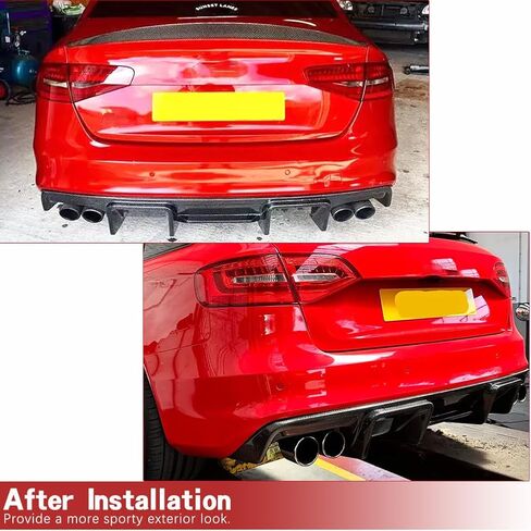 Rear Bumper Diffuser Fits for Audi S4 Sedan 2013 2014 2015 Carbon Fiber CF Lower Bumper Lip Spoiler Body Kit in Saudi Arabia