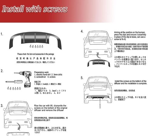 Rear Bumper Diffuser Fits for Audi S4 Sedan 2013 2014 2015 Carbon Fiber CF Lower Bumper Lip Spoiler Body Kit in Saudi Arabia
