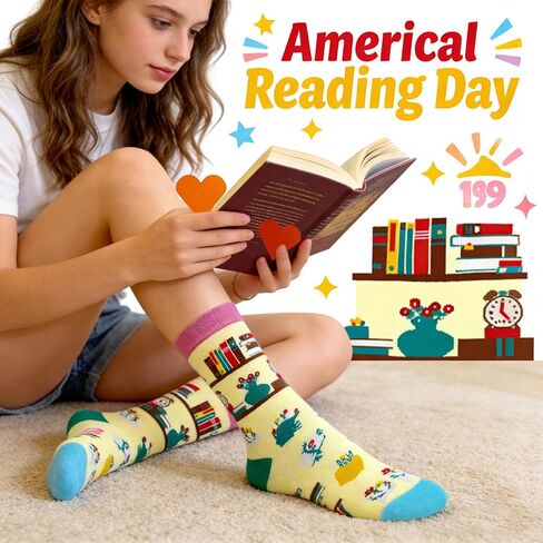 Book Lovers Gifts, Reading Socks for Women, Funny Socks for Book Lovers, Great Christmas, Reading Day Gift for Book Lover or Fun Everyday Wear in Kuwait
