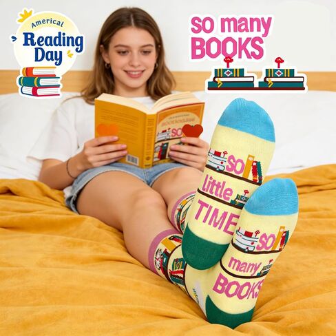 Book Lovers Gifts, Reading Socks for Women, Funny Socks for Book Lovers, Great Christmas, Reading Day Gift for Book Lover or Fun Everyday Wear in Kuwait