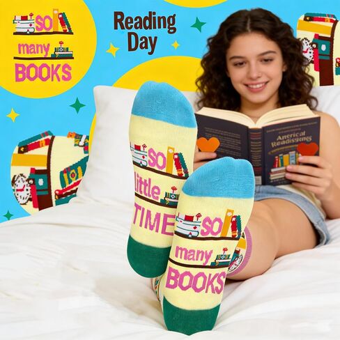 Book Lovers Gifts, Reading Socks for Women, Funny Socks for Book Lovers, Great Christmas, Reading Day Gift for Book Lover or Fun Everyday Wear in Kuwait