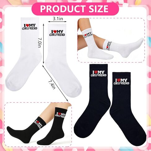 هدايا QLINLEAF لصديقها I Love My Girlfriend Socks زوج صديقها هدية جوارب مضحكة لعيد الميلاد والذكرى السنوية وعيد الحب in Saudi Arabia