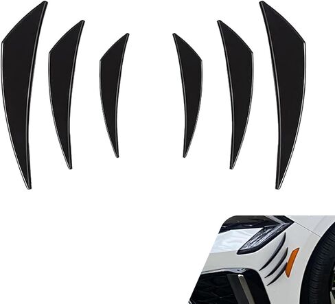 6PCS Car Spoiler Canards Kit, Auto Front Bumper Lip Splitter, Self-Adhesive Body Anti-Collision Diffuser, Universal Auto Soft Rubber Decorative Stickers Accessories (Black) in Saudi Arabia