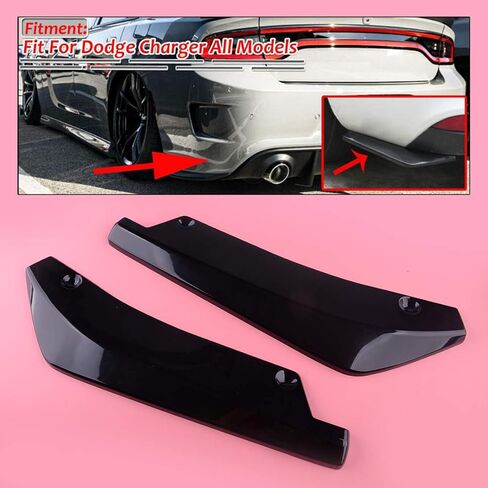 beler 2pcs Rear Lip Diffuser Wrap Angle Splitters Canard Aprons Fit for Dodge Charger R/T SRT SXT 2006-2020 in Saudi Arabia