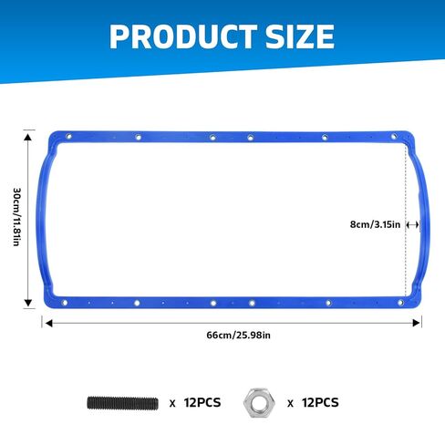 Oil Pan Gasket with Rigid Core Compatible with Moroso 27293 for Ford 7.3 Powerstroke 1994 to 2003 and International T444E Engines Oil Resistant Material Leak Free Design Easy Installation in Kuwait