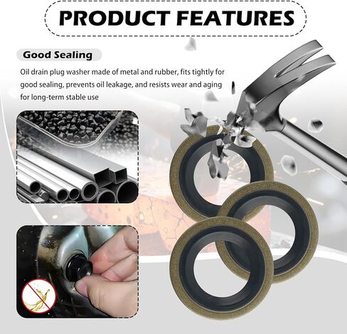 10 قطع M14 حشية سدادة تصريف الزيت معدنية ومطاطية، غسالة سدادة تصريف الزيت OEM #097-025/65269/BAS03501، حشية سدادات الزيوت متوافقة مع بونتياك ايسوزو بويك شيفروليه جي إم سي AM عام in Kuwait