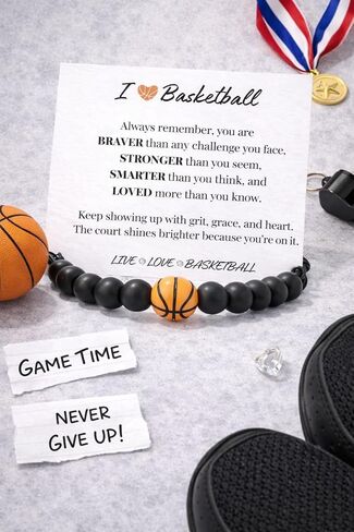 VIY Personal Card Basketball bracelet, Basketball gifts for senior night, Gifts for team, players, lover, mom, daughter, sister, friend, coach in Kuwait