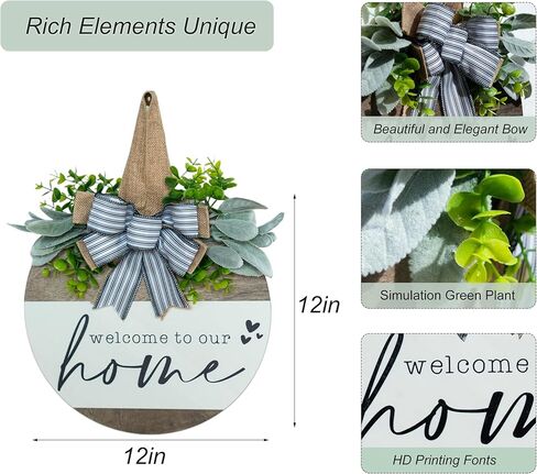 علامة ترحيب لإكليل الباب الأمامي، ديكور مزرعة ريفي حديث، أكاليل لديكور الشرفة الأمامية في الهواء الطلق، ديكورات منزلية ترحيبية، هدايا الترحيب بالمنزل الجديد لربيع وصيف الخريف وعطلات جميع الفصول in Kuwait
