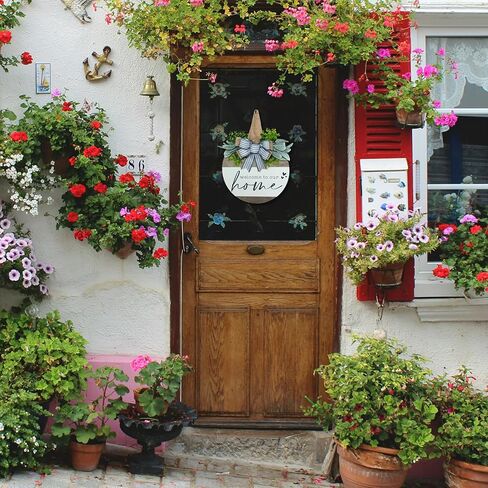 علامة ترحيب لإكليل الباب الأمامي، ديكور مزرعة ريفي حديث، أكاليل لديكور الشرفة الأمامية في الهواء الطلق، ديكورات منزلية ترحيبية، هدايا الترحيب بالمنزل الجديد لربيع وصيف الخريف وعطلات جميع الفصول in Kuwait