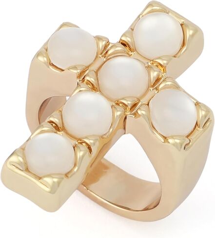 Robert Lee Morris Soho Jewelry Women's Mother of Pearl Cross Band Ring in Saudi Arabia