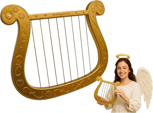 Nicky Bigs Novelties Golden Angel Harp Prop – Christmas Angels Fun Costume Accessory Cupid Small Harp Cosplay Halloween Christmas Valentine's Day in Saudi Arabia
