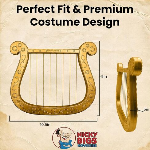 Nicky Bigs Novelties Golden Angel Harp Prop – Christmas Angels Fun Costume Accessory Cupid Small Harp Cosplay Halloween Christmas Valentine's Day in Saudi Arabia
