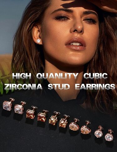 jerywe 5 أزواج 316l الجراحية الصلب مكعب زركونيا أقراط للنساء الرجال هيبوالرجينيك تشيكوسلوفاكيا القرط مداخن رائعة مقلد الماس مربع جولة الدمعة هالة الأقراط للنساء العصرية in Kuwait