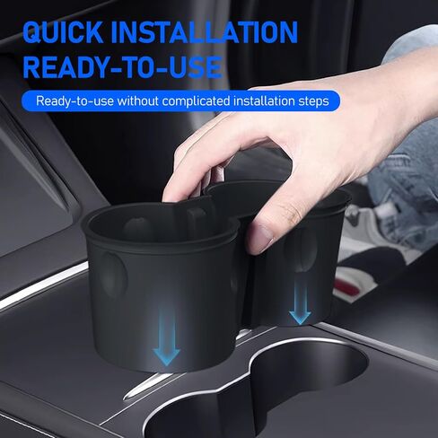 1 PC Insert Car Console Cup Holder, Anti-Slip Waterproof TPE Vehicle Interior Accessories, Durable Automotive Center Console Organizer Replacement Compatible with Model Y/3 (Black) in Saudi Arabia