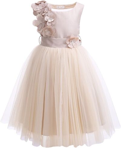 Pettigirl Girl's Party Tulle Dress with Floral Patch Mesh at Back in Saudi Arabia