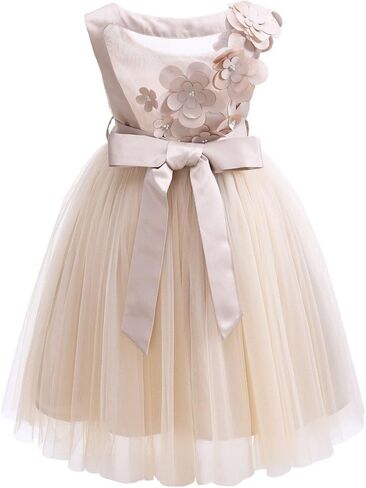 Pettigirl Girl's Party Tulle Dress with Floral Patch Mesh at Back in Saudi Arabia