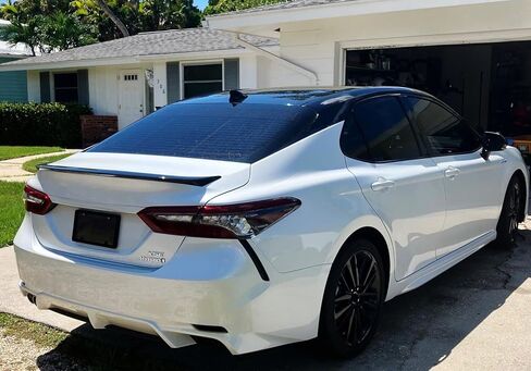 iJDMTOY استبدال عدسة عاكس المصد الخلفي باللون الأسود المدخن متوافق مع Toyota 2018-up Camry Gen8 Gen9، متوافق مع Lexus 2023-up Gen5 RX350 RX350h RX450h باستثناء F-Sport in Saudi Arabia