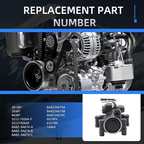 20-387 Power Steering Pump for Ford Flex/Taurus 2009-2012, for Lincoln MKS/MKT 2009-2012, 3.5L 3.7L V6, Power Assist Pump Replace# 20387, 96387, 5212-1926A-F, 52121926AF, 8A8Z-3A674-A in Saudi Arabia