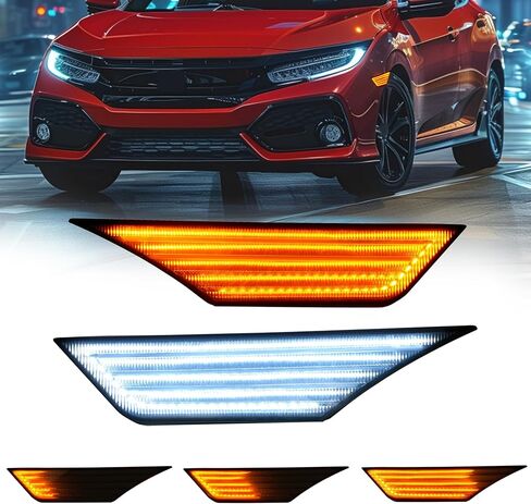 HECASA زوج LED ضوء علامة الجانب الأمامي متوافق مع 2016-2021 Honda Civic كوبيه سيدان هاتشباك مؤشر الحاجز مصباح بدوره إشارة الضوء مصباح 2 قطعة جانب السائق والركاب - عدسة الدخان in Saudi Arabia