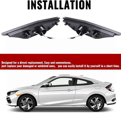 HECASA زوج LED ضوء علامة الجانب الأمامي متوافق مع 2016-2021 Honda Civic كوبيه سيدان هاتشباك مؤشر الحاجز مصباح بدوره إشارة الضوء مصباح 2 قطعة جانب السائق والركاب - عدسة الدخان in Saudi Arabia