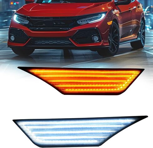 HECASA زوج LED ضوء علامة الجانب الأمامي متوافق مع 2016-2021 Honda Civic كوبيه سيدان هاتشباك مؤشر الحاجز مصباح بدوره إشارة الضوء مصباح 2 قطعة جانب السائق والركاب - عدسة الدخان in Saudi Arabia