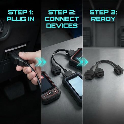 مقسم obd2 16 دبوس، كابل تمديد obd ii، محول كابل تمديد 1 ذكر إلى 2 أنثى، يناسب جميع واجهات obd ii القياسية (أسود) in Saudi Arabia