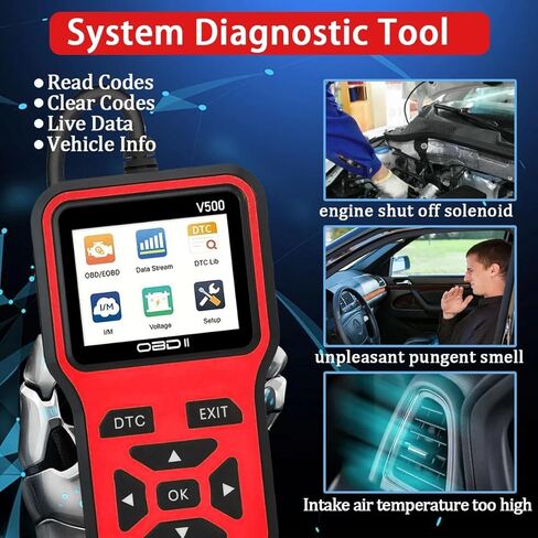 V500 OBD2 Scanner Diagnostic Tool, Professional Code Reader with Live Data Stream, DTC Lookup, I/M Readiness, O2 Sensor Test, EVAP System Test, Vehicle Info Display in Saudi Arabia
