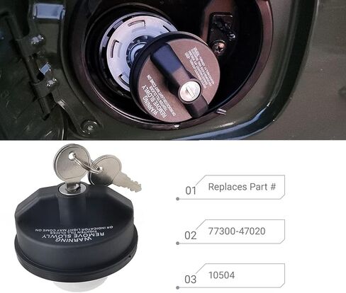 قفل خزان الوقود بغطاء الغاز مع غطاء قفل المفتاح متوافق مع 4Runner Silverado 1500 2500 3500 Nissan GMC Buick استبدال #10504 77300-47020 لخزان الوقود in Kuwait