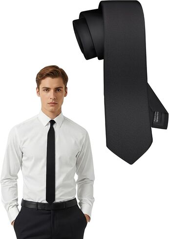 HAWSON Solid Black Ties for Men, Multiple Sizes 48"-64" Satin Black Necktie for Boys, Big and Tall (Skinny, Wide, Extra Long) in Saudi Arabia