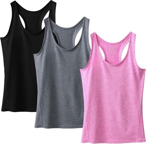 Workout Tank Tops for Women 3Pack Athletic Racerback Sports Compression Sleeveless Dry Fit Shirts in Saudi Arabia