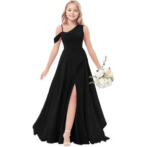 فستان وصيفة العروس الصغيرة بكتف واحد على شكل حرف A فساتين فتاة الزهور لفستان الزفاف الرسمي للفتيات in Kuwait