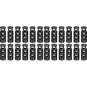 uxcell 12pcs Metal Cord Locks, 5mm Double Hole Spring Stopper Fastener Slider Toggles End for Drawstrings Bags Backpack Clothing Lanyards, Black in Saudi Arabia