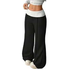 Women's Wide Leg Sweatpants Women High Waisted Baggy Pants Casual Pull on Y2k Straight Leg Sweat Trouser Pants in Kuwait
