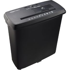 Amazon Basics 8-Sheet Strip Cut Paper, CD, and Credit Card Shredder, Compact, No Basket, Portable with Extendable Arm, Black in Saudi Arabia