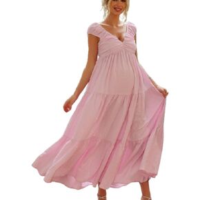 ثوب نوم نسائي طويل بحزام مكشكش بدون أكمام، فستان نوم طويل فضفاض in Kuwait