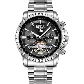 RUIGE Fashion Personalized Hollow Men's Fully Automatic Mechanical Watch Stainless Steel Calendar Men's Night Light Waterproof Fashion Trend Watch A3-2 in Saudi Arabia