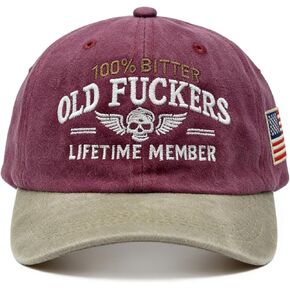 Old Fuckers Club Vintage Baseball Cap,Embroidered 100% Bitter Lifetime Member Hat,Adjustable Distressed Funny Hat in Kuwait
