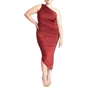 ELOQUII Women's Plus Size Ruched One Shoulder Dress in Kuwait