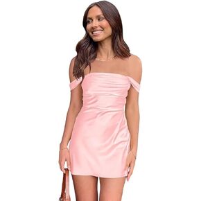 Satin Off Shoulder Homecoming Dresses Short 2026 Bodycon Cowl Neck Simple Mini Cocktail Gowns for Women in Kuwait