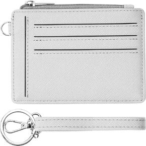 حامل بطاقة ائتمان Toughergun للنساء محفظة رفيعة لمنع RFID ومحفظة جيب أمامي صغير وحافظة بطاقات مع جيب بسحاب ونافذة لبطاقة الهوية، أبيض in Kuwait