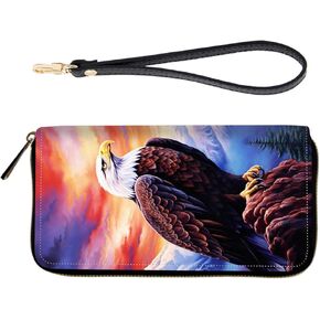 محفظة معصم بسحاب حول RFID للنساء - حامل بطاقة ائتمان بسعة كبيرة مع حزام قابل للفصل، محفظة عصرية لحجب RFID، حصان يركض في الماء in Kuwait