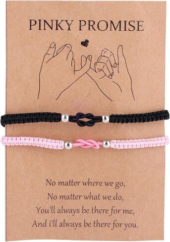 2pcs Couple Braided Bracelets, Black & Pink Matching Braided Bracelets for Birthday Anniversary Couple Memento in Saudi Arabia