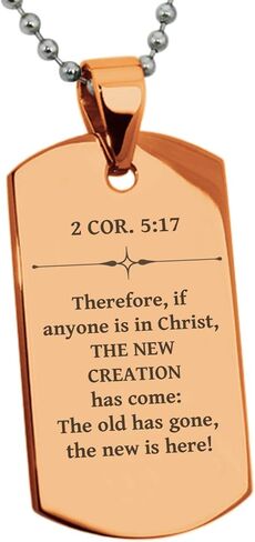 Stainless Steel A New Creation 2 Corinthians 5:17 Dog Tag Pendant Necklace in Saudi Arabia