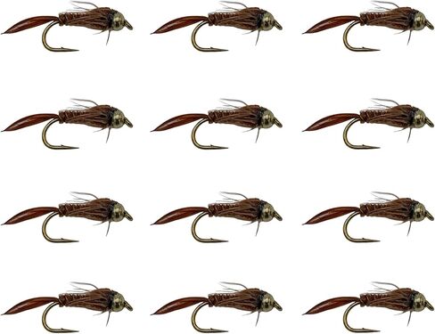 Fly Fishing Flies | Bead Head Pheasant Tail Nymph Flies | 12pc Trout Flies and Bass Flies | Flies for Fly Fishing | Fly Fishing Assortment in Saudi Arabia