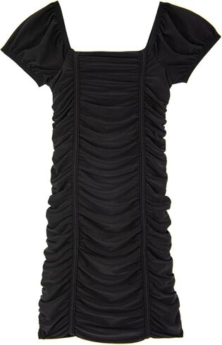 فستان حفلات Cheryl Creations Kids Amelia بأكمام قصيرة مكشكش للحفلات، أسود، للفتيات 7-16 in Kuwait