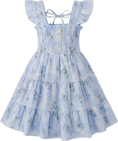 HONGTEYA Toddler Girl Dress Ruffle Sleeveless Princess Dresses, Summer Dress Beach Sundress in Saudi Arabia