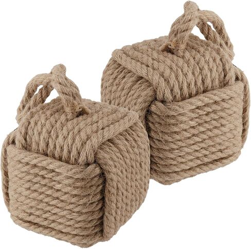 2 PCS Nautical Rope Knot Cotton Door Stop, Cream White Nautical Rope Ball Door Stopper, Heavy Knot Ball Door Stop, Decorative Weighted Door Stop Knot for Bedroom Living Room Doors in Saudi Arabia