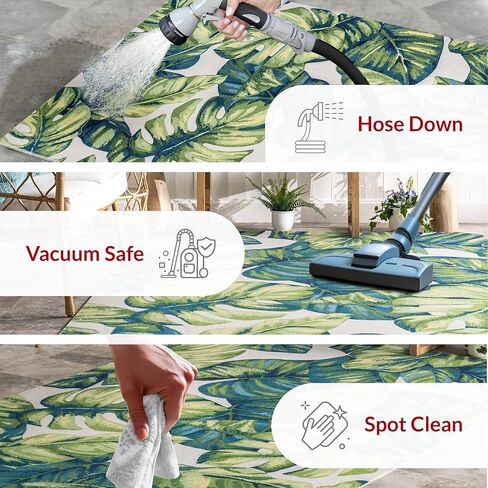 Nuloom Lisa Green Multicolor/Ivory, 5' x 8', Floral, Soft and Cozy, Durable, High Traffic, Stain Resistant, Easy Clean, Durable Area Rug for Indoor/Outdoor Patio, Deck, Porch, Garden, Courtyard in Saudi Arabia