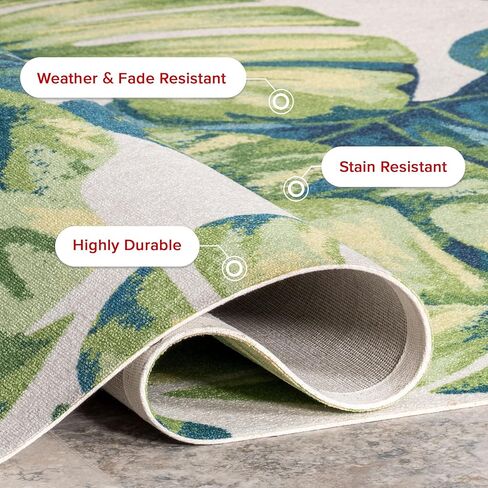 Nuloom Lisa Green Multicolor/Ivory, 5' x 8', Floral, Soft and Cozy, Durable, High Traffic, Stain Resistant, Easy Clean, Durable Area Rug for Indoor/Outdoor Patio, Deck, Porch, Garden, Courtyard in Saudi Arabia